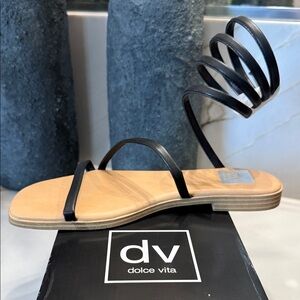 Dolce Vita Malone Black leather Spiral Strap Sandals